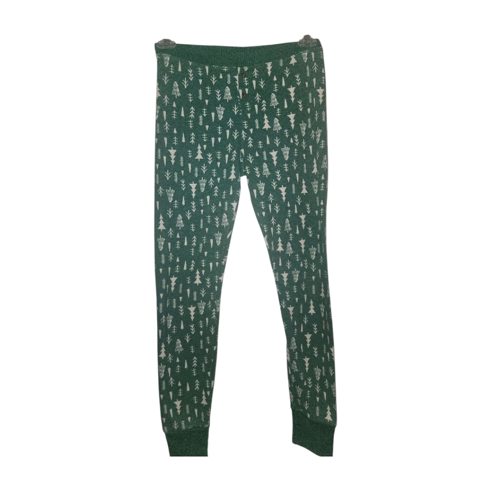 Jogger Pajama Bottom Green Trees Size S Pull On Cabincore Old Navy
